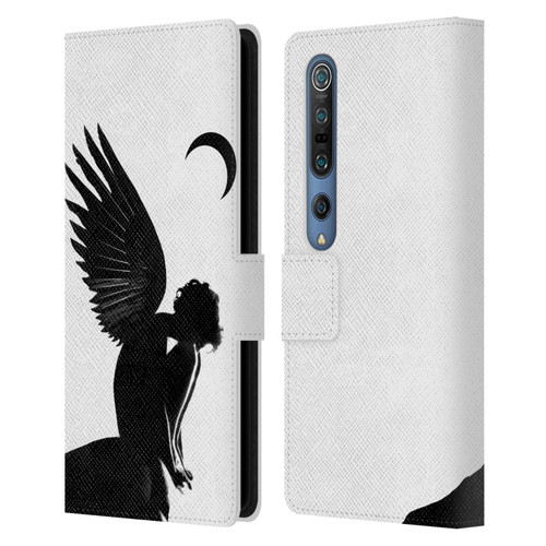 LouiJoverArt Black And White Angel Leather Book Wallet Case Cover For Xiaomi Mi 10 5G / Mi 10 Pro 5G