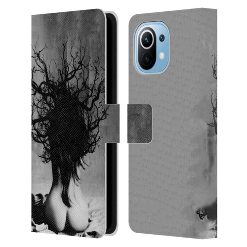 LouiJoverArt Black And White She Oak Leather Book Wallet Case Cover For Xiaomi Mi 11