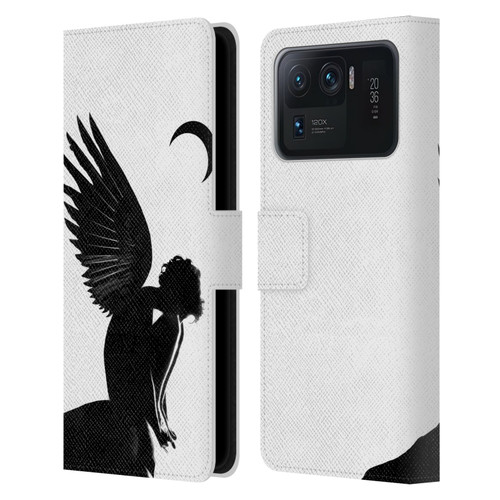 LouiJoverArt Black And White Angel Leather Book Wallet Case Cover For Xiaomi Mi 11 Ultra
