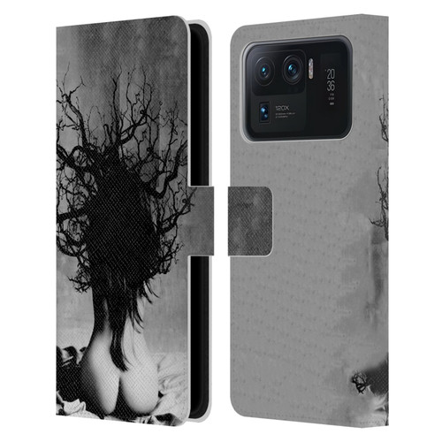 LouiJoverArt Black And White She Oak Leather Book Wallet Case Cover For Xiaomi Mi 11 Ultra