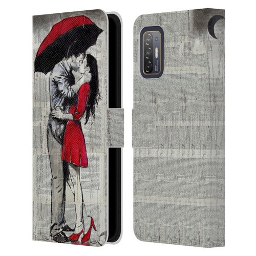 LouiJoverArt Red Ink A New Kiss 2 Leather Book Wallet Case Cover For HTC Desire 21 Pro 5G