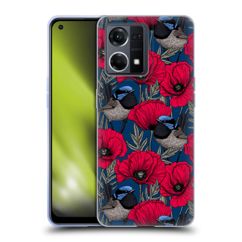 Katerina Kirilova Floral Patterns Fairy Wrens & Poppies Soft Gel Case for OPPO Reno8 4G