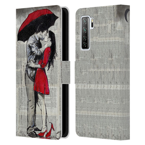 LouiJoverArt Red Ink A New Kiss 2 Leather Book Wallet Case Cover For Huawei Nova 7 SE/P40 Lite 5G