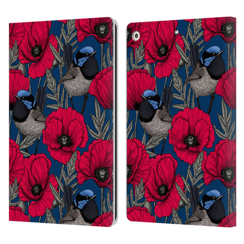 Katerina Kirilova Floral Patterns Fairy Wrens & Poppies Leather Book Wallet Case Cover For Apple iPad 10.2 2019/2020/2021