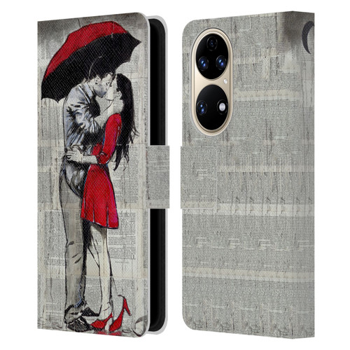 LouiJoverArt Red Ink A New Kiss 2 Leather Book Wallet Case Cover For Huawei P50