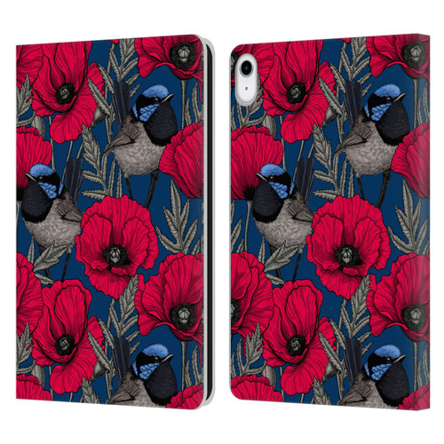 Katerina Kirilova Floral Patterns Fairy Wrens & Poppies Leather Book Wallet Case Cover For Apple iPad 10.9 (2022)