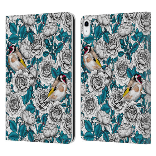 Katerina Kirilova Floral Patterns White Rose & Birds Leather Book Wallet Case Cover For Apple iPad 10.9 (2022)