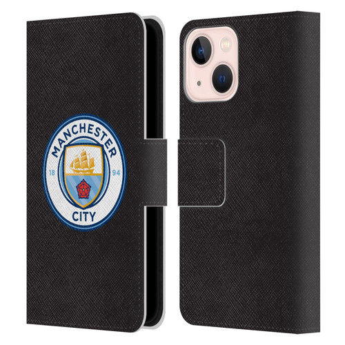 Manchester City Man City FC Badge Black Full Colour Leather Book Wallet Case Cover For Apple iPhone 13 Mini