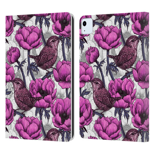 Katerina Kirilova Floral Patterns Wrens In Anemone Garden Leather Book Wallet Case Cover For Apple iPad Air 2020 / 2022