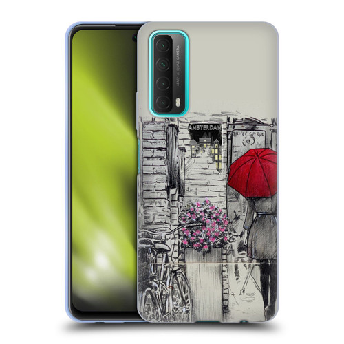 LouiJoverArt Red Ink Amsterdam Walk Soft Gel Case for Huawei P Smart (2021)