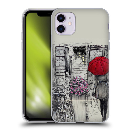 LouiJoverArt Red Ink Amsterdam Walk Soft Gel Case for Apple iPhone 11