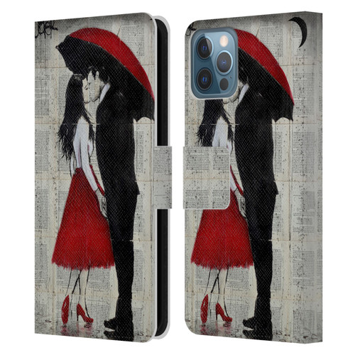 LouiJoverArt Red Ink A New Kiss Leather Book Wallet Case Cover For Apple iPhone 12 / iPhone 12 Pro