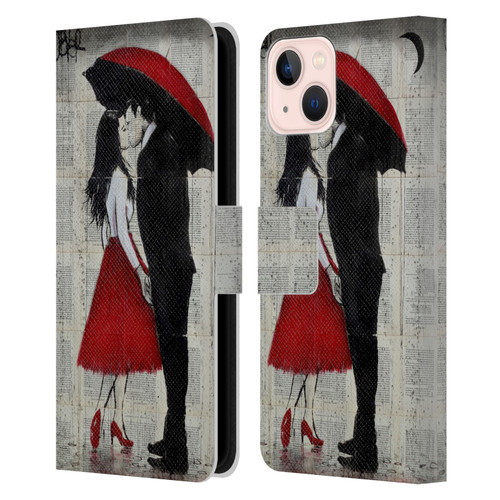 LouiJoverArt Red Ink A New Kiss Leather Book Wallet Case Cover For Apple iPhone 13