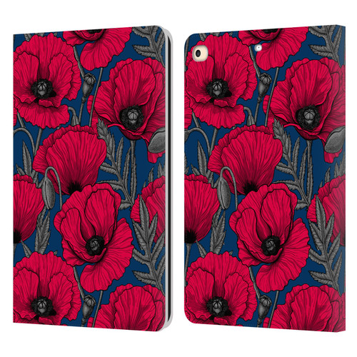 Katerina Kirilova Floral Patterns Night Poppy Garden Leather Book Wallet Case Cover For Apple iPad 9.7 2017 / iPad 9.7 2018