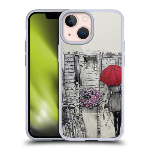 LouiJoverArt Red Ink Amsterdam Walk Soft Gel Case for Apple iPhone 13 Mini