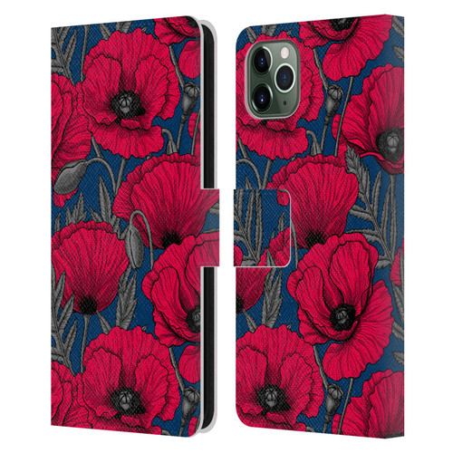 Katerina Kirilova Floral Patterns Night Poppy Garden Leather Book Wallet Case Cover For Apple iPhone 11 Pro Max