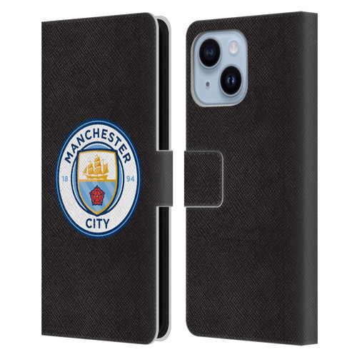 Manchester City Man City FC Badge Black Full Colour Leather Book Wallet Case Cover For Apple iPhone 14 Plus