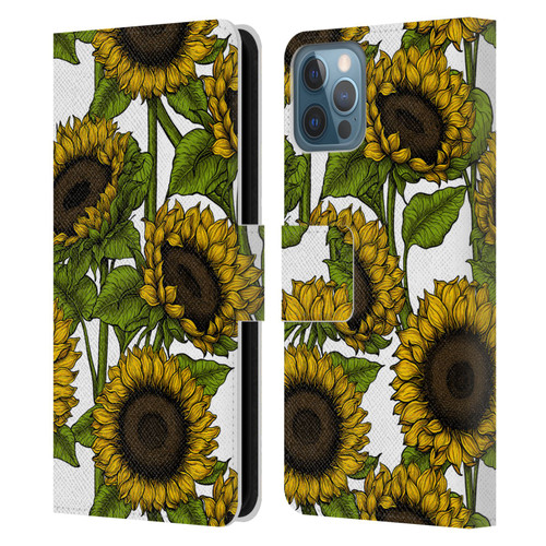 Katerina Kirilova Floral Patterns Sunflowers Leather Book Wallet Case Cover For Apple iPhone 12 / iPhone 12 Pro