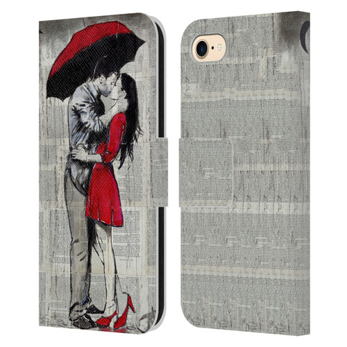LouiJoverArt Red Ink A New Kiss 2 Leather Book Wallet Case Cover For Apple iPhone 7 / 8 / SE 2020 & 2022