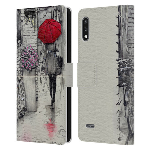 LouiJoverArt Red Ink Amsterdam Walk Leather Book Wallet Case Cover For LG K22