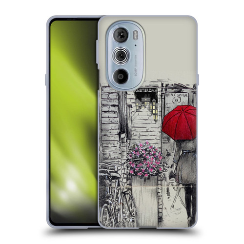 LouiJoverArt Red Ink Amsterdam Walk Soft Gel Case for Motorola Edge X30