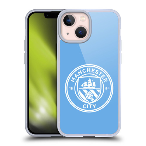 Manchester City Man City FC Badge Blue White Mono Soft Gel Case for Apple iPhone 13 Mini