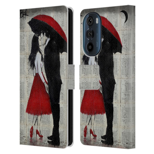 LouiJoverArt Red Ink A New Kiss Leather Book Wallet Case Cover For Motorola Edge 30