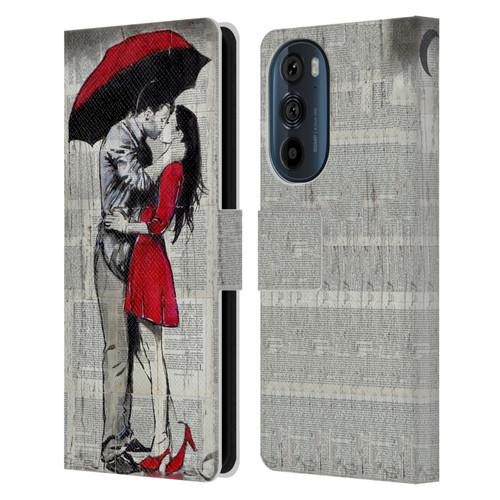 LouiJoverArt Red Ink A New Kiss 2 Leather Book Wallet Case Cover For Motorola Edge 30