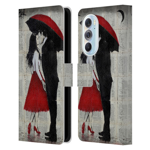 LouiJoverArt Red Ink A New Kiss Leather Book Wallet Case Cover For Motorola Edge X30