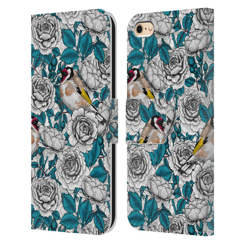 Katerina Kirilova Floral Patterns White Rose & Birds Leather Book Wallet Case Cover For Apple iPhone 6 / iPhone 6s