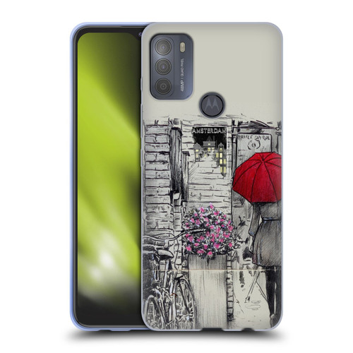 LouiJoverArt Red Ink Amsterdam Walk Soft Gel Case for Motorola Moto G50