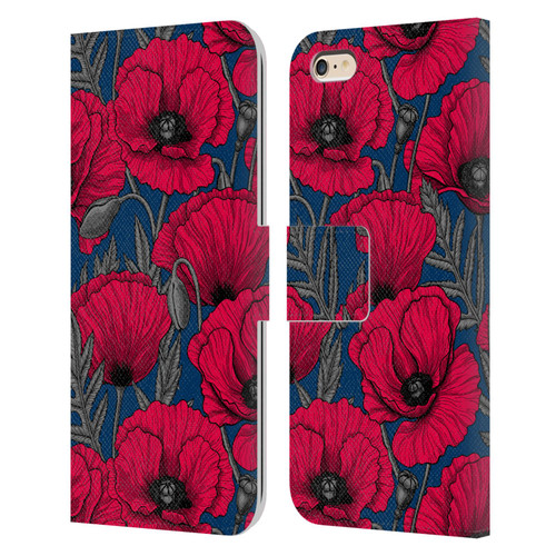 Katerina Kirilova Floral Patterns Night Poppy Garden Leather Book Wallet Case Cover For Apple iPhone 6 Plus / iPhone 6s Plus