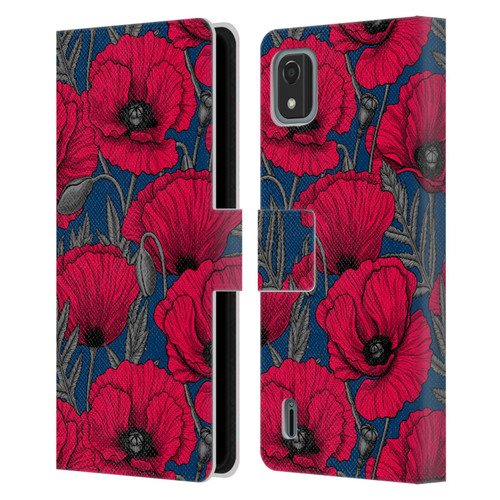 Katerina Kirilova Floral Patterns Night Poppy Garden Leather Book Wallet Case Cover For Nokia C2 2nd Edition