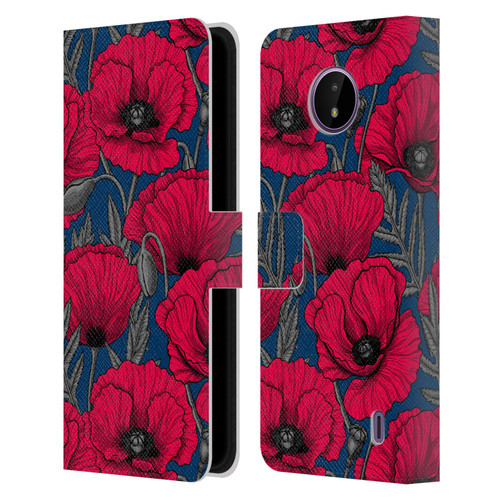 Katerina Kirilova Floral Patterns Night Poppy Garden Leather Book Wallet Case Cover For Nokia C10 / C20