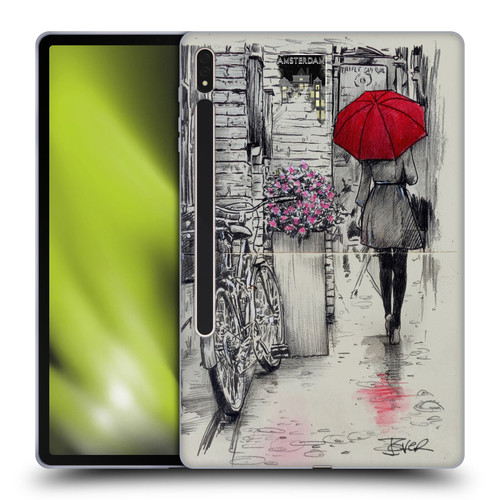 LouiJoverArt Red Ink Amsterdam Walk Soft Gel Case for Samsung Galaxy Tab S8 Plus