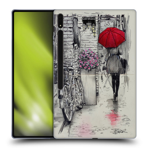 LouiJoverArt Red Ink Amsterdam Walk Soft Gel Case for Samsung Galaxy Tab S8 Ultra