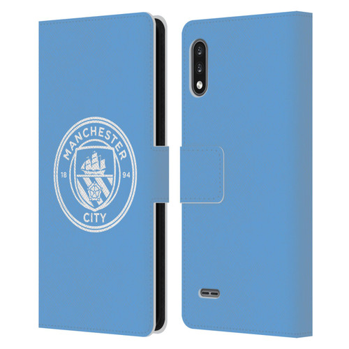 Manchester City Man City FC Badge Blue White Mono Leather Book Wallet Case Cover For LG K22