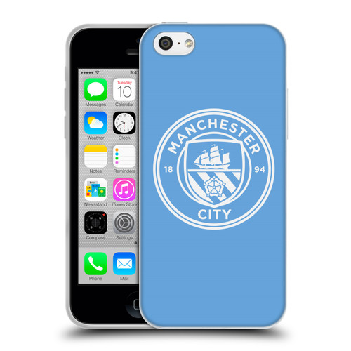 Manchester City Man City FC Badge Blue White Mono Soft Gel Case for Apple iPhone 5c