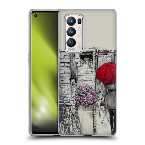 LouiJoverArt Red Ink Amsterdam Walk Soft Gel Case for OPPO Find X3 Neo / Reno5 Pro+ 5G