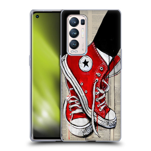 LouiJoverArt Red Ink Shoes Soft Gel Case for OPPO Find X3 Neo / Reno5 Pro+ 5G
