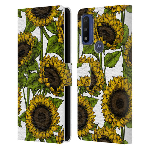 Katerina Kirilova Floral Patterns Sunflowers Leather Book Wallet Case Cover For Motorola G Pure