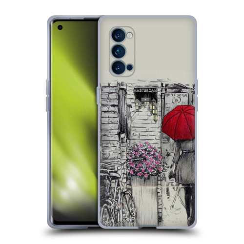LouiJoverArt Red Ink Amsterdam Walk Soft Gel Case for OPPO Reno 4 Pro 5G