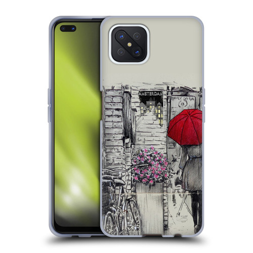 LouiJoverArt Red Ink Amsterdam Walk Soft Gel Case for OPPO Reno4 Z 5G