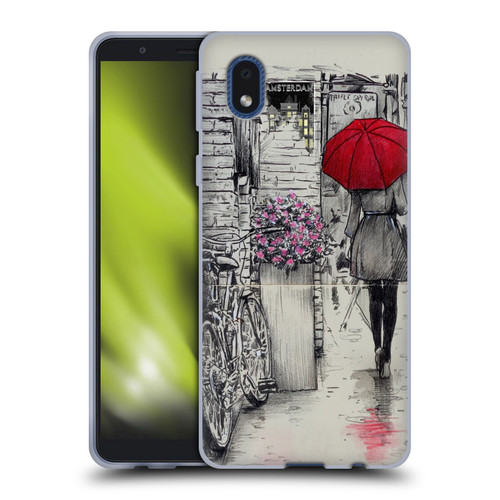 LouiJoverArt Red Ink Amsterdam Walk Soft Gel Case for Samsung Galaxy A01 Core (2020)