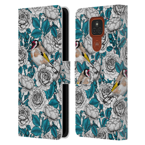 Katerina Kirilova Floral Patterns White Rose & Birds Leather Book Wallet Case Cover For Motorola Moto E7 Plus