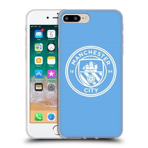 Manchester City Man City FC Badge Blue White Mono Soft Gel Case for Apple iPhone 7 Plus / iPhone 8 Plus
