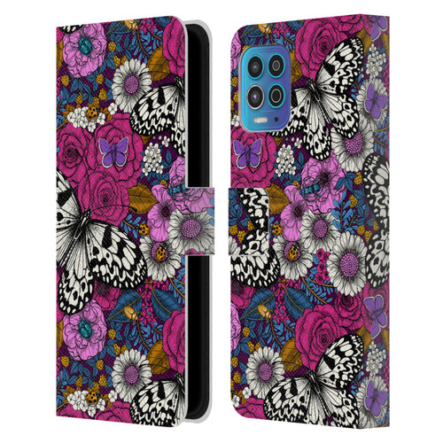 Katerina Kirilova Floral Patterns Colorful Garden Leather Book Wallet Case Cover For Motorola Moto G100
