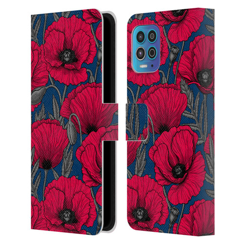 Katerina Kirilova Floral Patterns Night Poppy Garden Leather Book Wallet Case Cover For Motorola Moto G100
