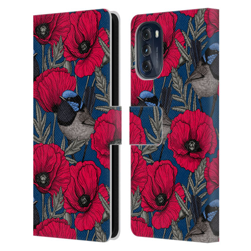 Katerina Kirilova Floral Patterns Fairy Wrens & Poppies Leather Book Wallet Case Cover For Motorola Moto G (2022)