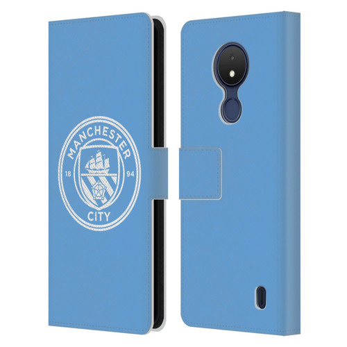 Manchester City Man City FC Badge Blue White Mono Leather Book Wallet Case Cover For Nokia C21